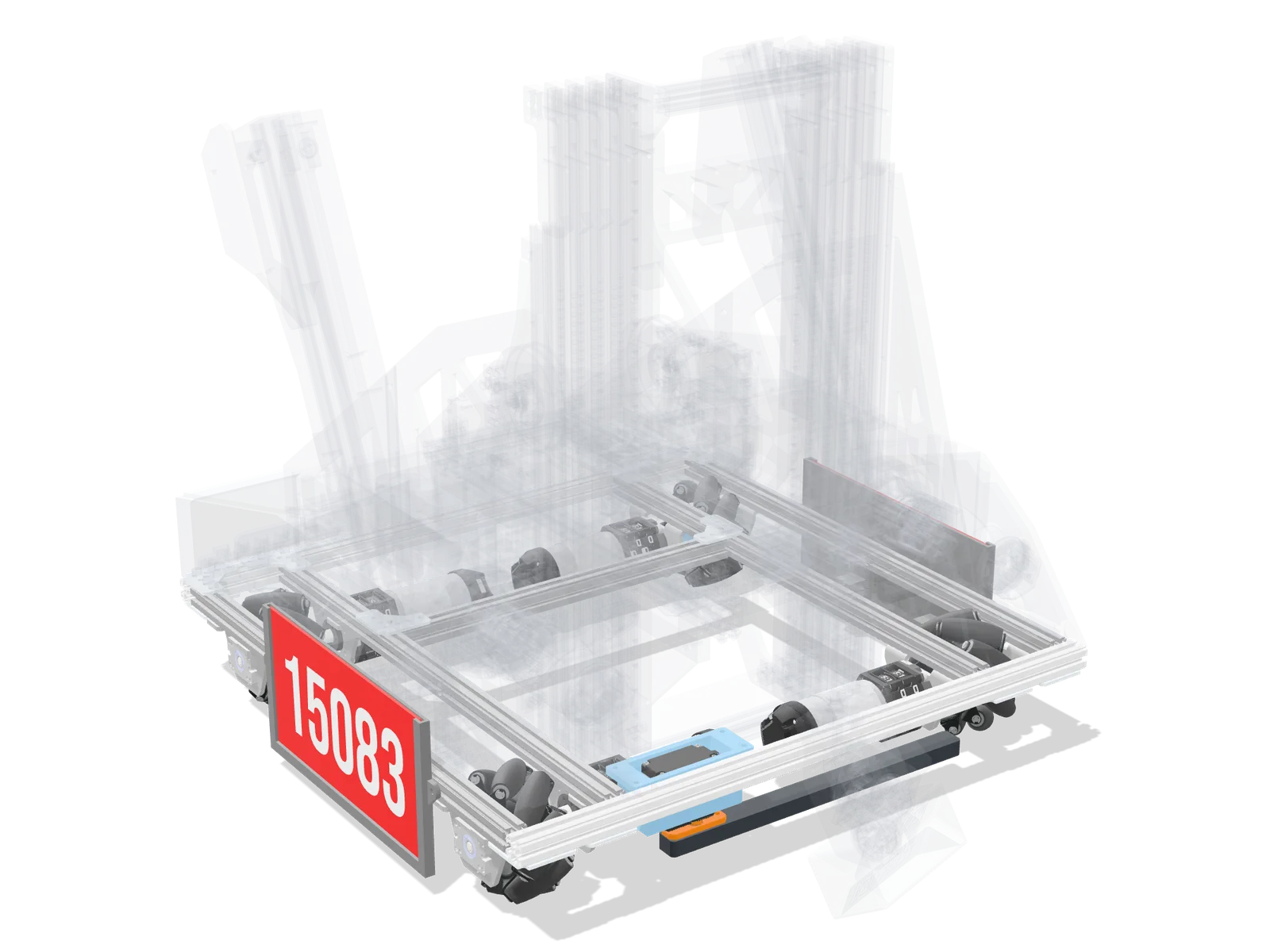 Robot with the drivetrain highlighted