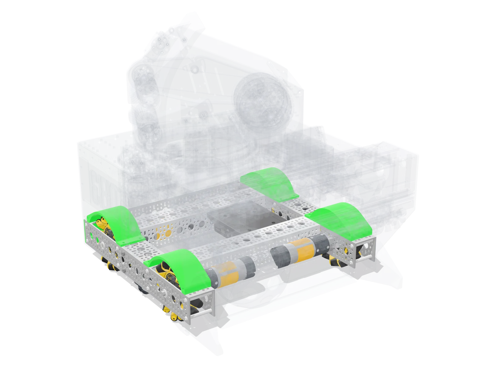 Robot with the drivetrain highlighted