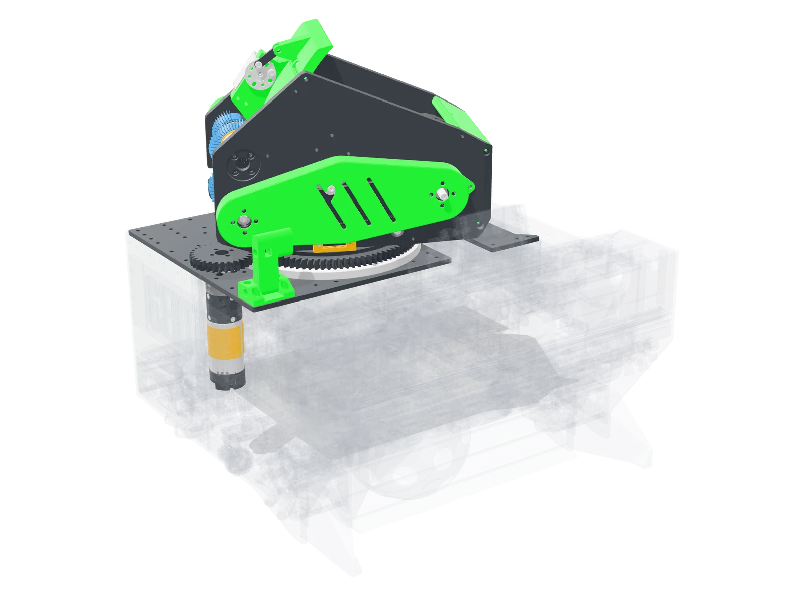 Robot with the shooter and turret highlighted