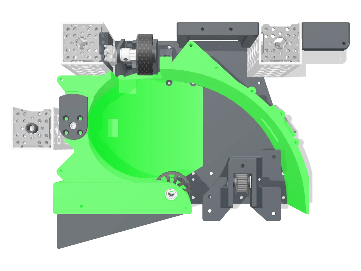Top-down CAD view of the final shell path indexer