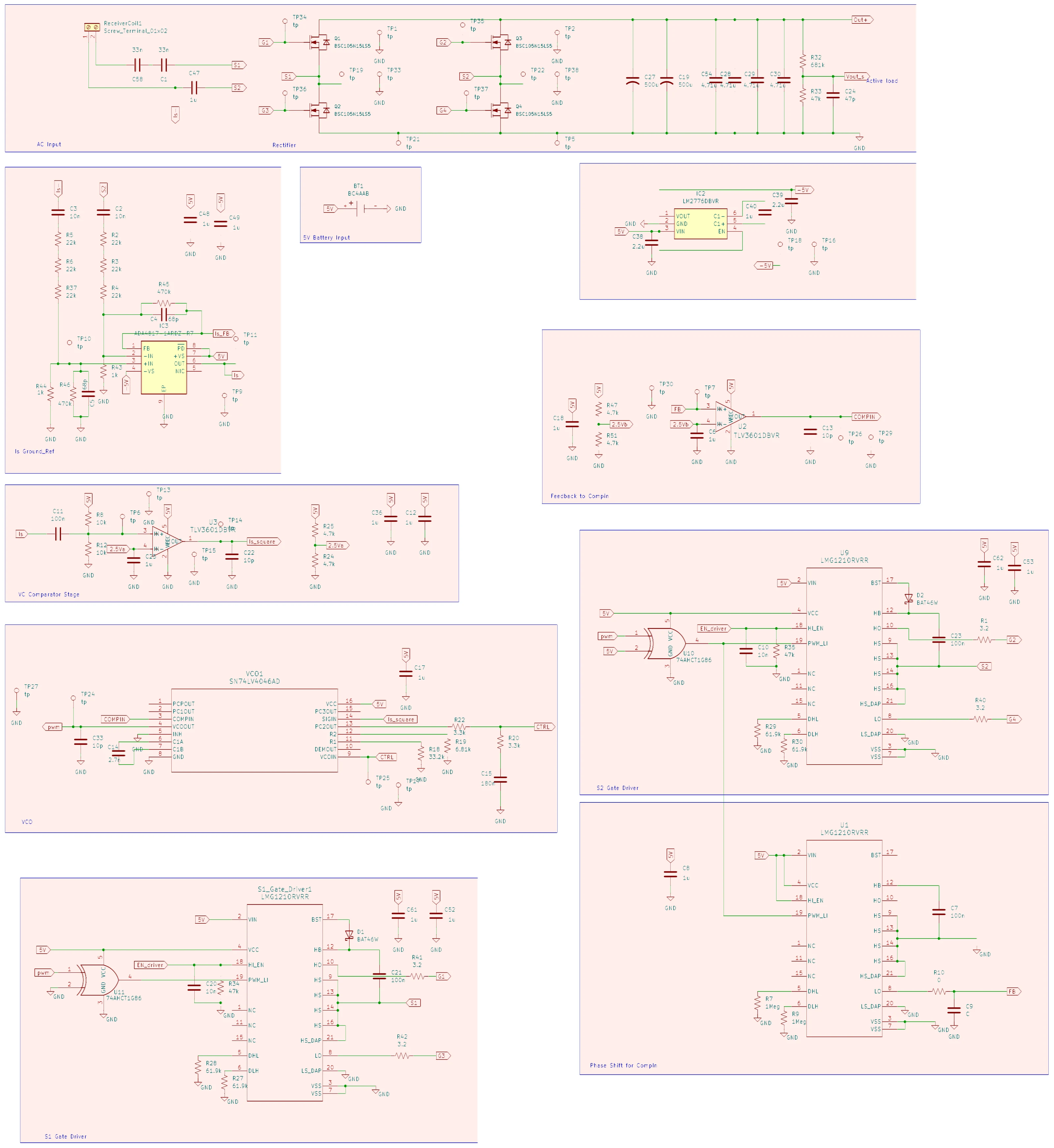 Full KiCad schematic of the synchronous rectifier